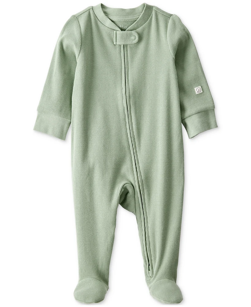 Little Planet by Carter's Baby Neutral Organic Cotton Ribbed Footed Pajamas