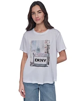 Dkny Jeans Women's Embellished Subway T-Shirt - Kzu