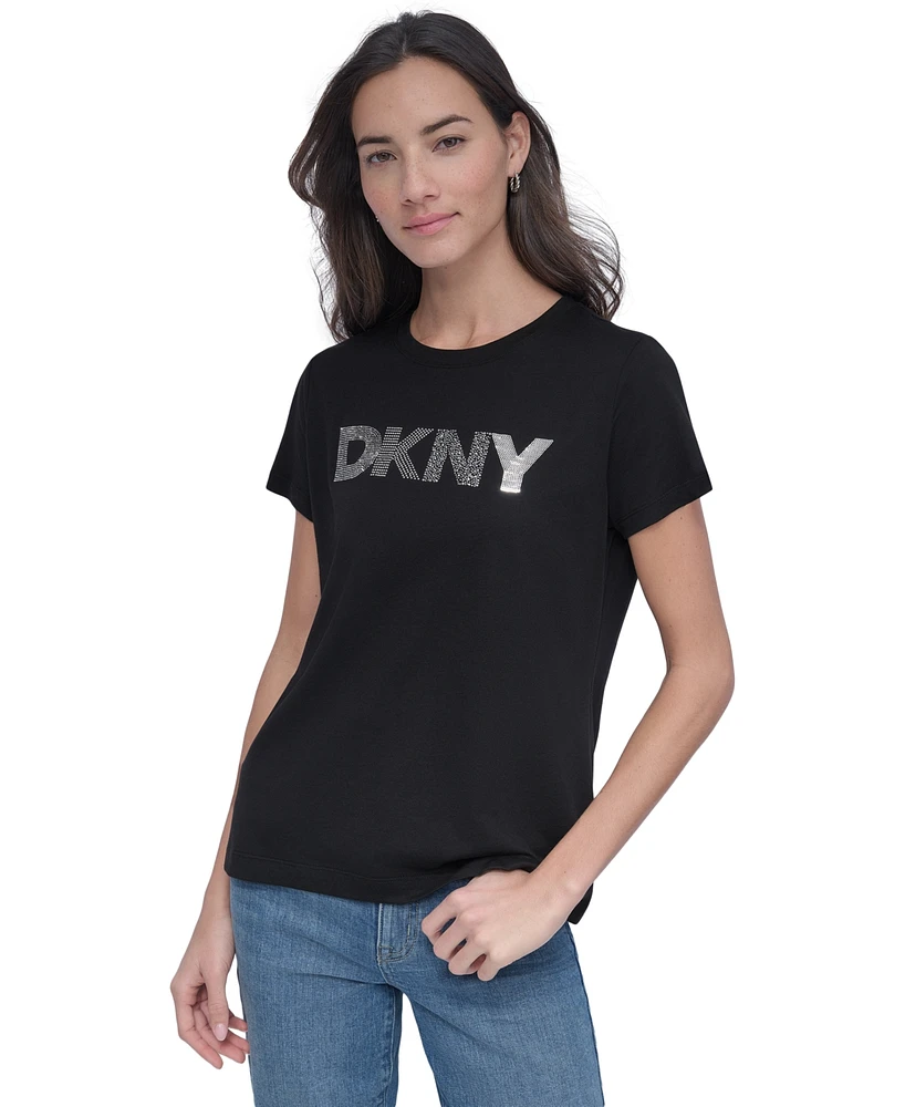 Dkny Jeans Women's Embellished Logo T-Shirt