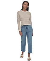 Dkny Jeans Women's Cotton Chunky-Stitch Crewneck Sweater - Kn4