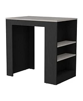 Lacour Kitchen Island, Bar Table 36" H, 3-Side Shelves