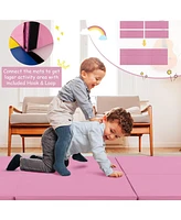 6 x 2 Ft Tri-Fold Gym Mat with Handles and Removable Zippered Cover