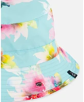 Deux par Toddler Printed Beach Sun Hat Turquoise And Pink Flowers