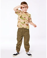 Deux par Toddler Boys Stretch Twill Jogger Pant Dark Olive Green - Toddler|Child