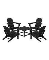 5-Piece Outdoor Patio Hdpe Adirondack Chair With Square Coffee Table Conversation Set