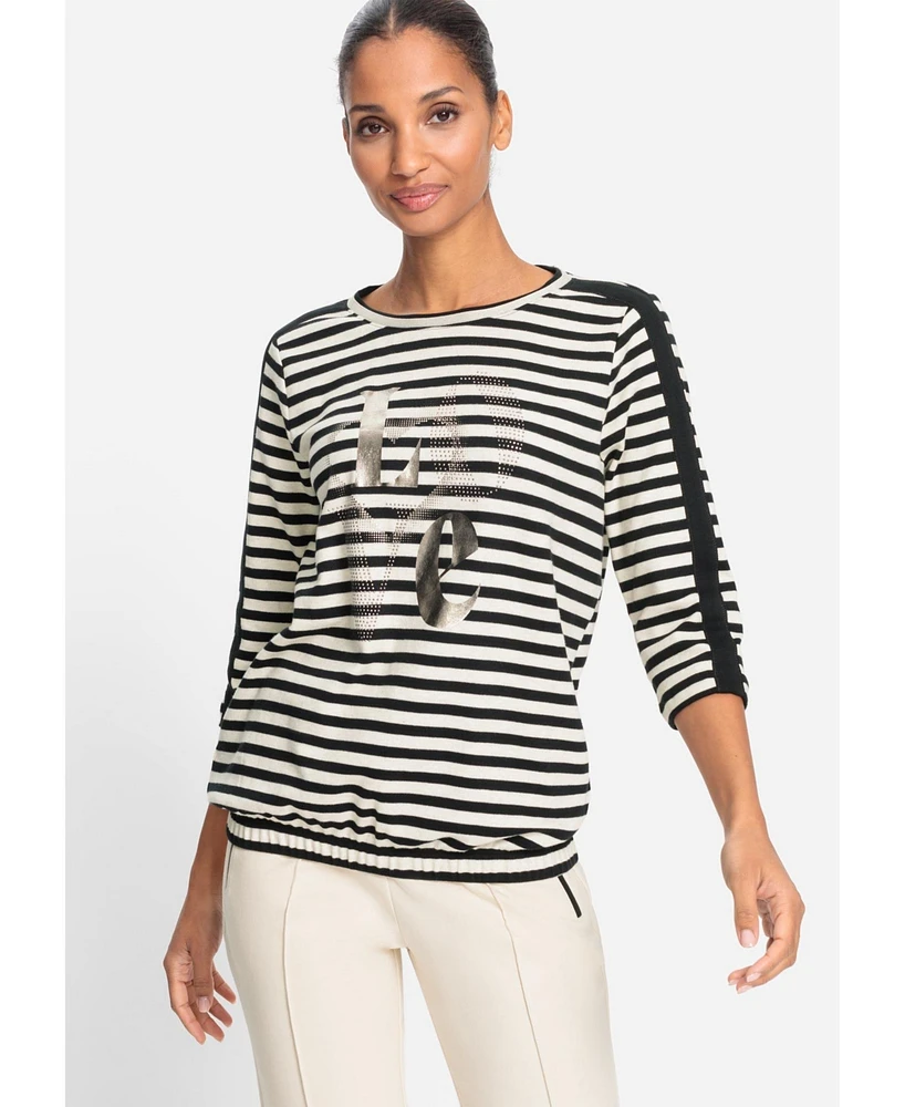 Olsen Stripe and Foil Print Jersey Top