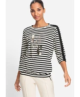 Olsen Stripe and Foil Print Jersey Top