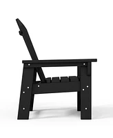 2-Piece Kids Outdoor Hdpe Adirondack Chair With Square Side Table Set