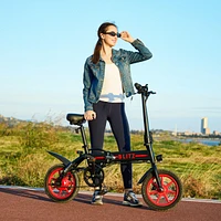 GoPowerBike GoBlitz Electric Bike | Lightweight Compact Design Folding Adult Mini E-Bike Dual Disc Brakes Throttle and Pedal Assist 350W Motor