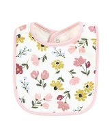 Hudson Baby Infant Girl Cotton Bibs, Soft Painted Floral, One Size