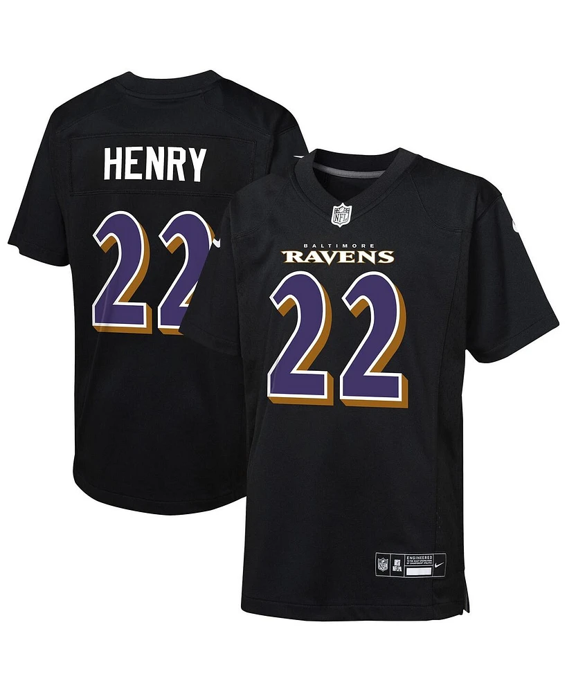 Nike Big Boys and Girls Derrick Henry Carbon Black Baltimore Ravens Fashion Game Jersey