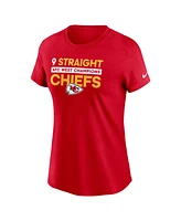 Nike Women's Red Kansas City Chiefs Nine-Straight Afc West Division Champions T-Shirt