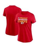 Nike Women's Red Kansas City Chiefs Nine-Straight Afc West Division Champions T-Shirt