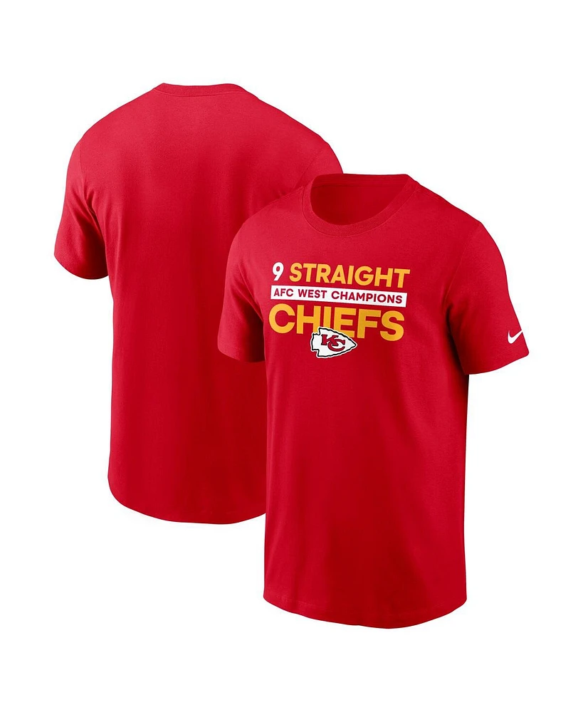 Nike Men's Red Kansas City Chiefs Nine-Straight Afc West Division Champions T-Shirt