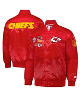 Starter Men's Red Kansas City Chiefs Exclusive Satin Full-Snap Varsity Jacket