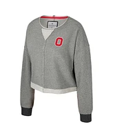 Colosseum Women's Charcoal Ohio State Buckeyes Magnum Scoop Neck Cropped Pullover Sweatshirt