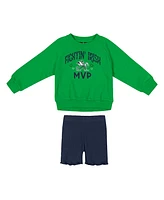 Colosseum Girls Toddler Green/Navy Notre Dame Fighting Irish Beta Fleece Sweatshirt and Shorts Set