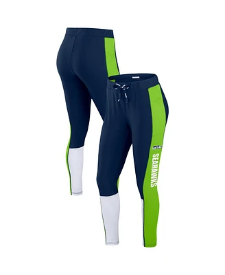 Wear By Erin Andrews Women's College Navy/Neon Green Seattle Seahawks Color-Block Leggings