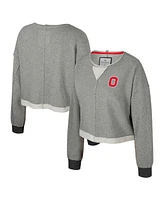 Colosseum Women's Charcoal Ohio State Buckeyes Magnum Scoop Neck Cropped Pullover Sweatshirt