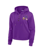 Wear By Erin Andrews Women's Purple Minnesota Vikings Waffle Hoodie Pullover Top