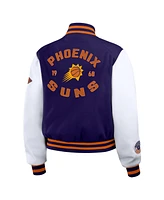 Wear by Erin Andrews Women's Purple/White Phoenix Suns Cropped Varsity Full-Zip Jacket