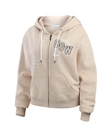 Wear by Erin Andrews Women's Cream Golden State Warriors Plus Tonal Felt Patch Full-Zip Hoodie