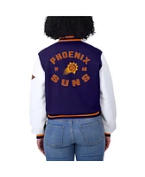 Wear by Erin Andrews Women's Purple/White Phoenix Suns Cropped Varsity Full-Zip Jacket