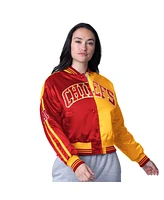 Starter Women's Red/Gold Kansas City Chiefs Zone Blitz Cropped Full-Snap Satin Jacket