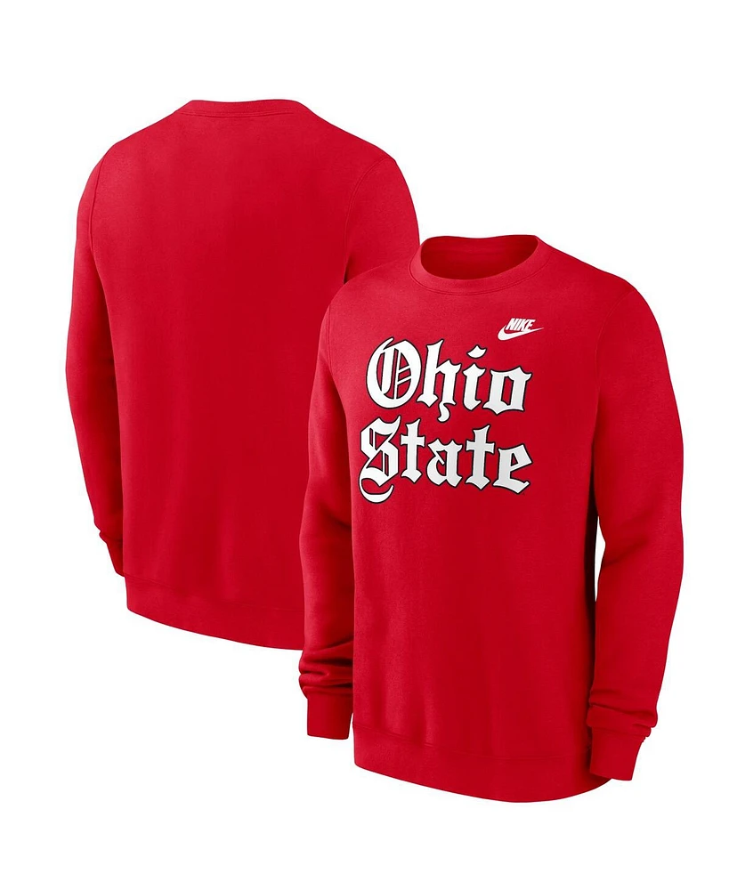 Nike Men's Scarlet Ohio State Buckeyes Old English Fleece Sweatshirt