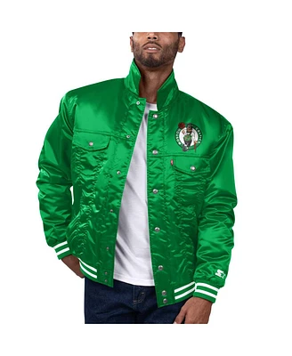 Starter x Levi's Men's Kelly Green Boston Celtics Silver Label Trucker Satin Full-Snap Jacket