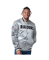 Starter Men's Black/Silver Las Vegas Raiders Closer Reversible Satin Full-Snap Jacket