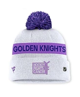 Fanatics Men's White Vegas Golden Knights Hockey Fights Cancer Cuffed Knit Hat with Pom