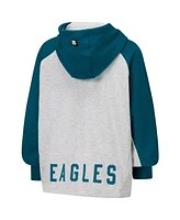 Dkny Women's Gray/Midnight Green Philadelphia Eagles Joy Cropped Raglan Pullover Hoodie