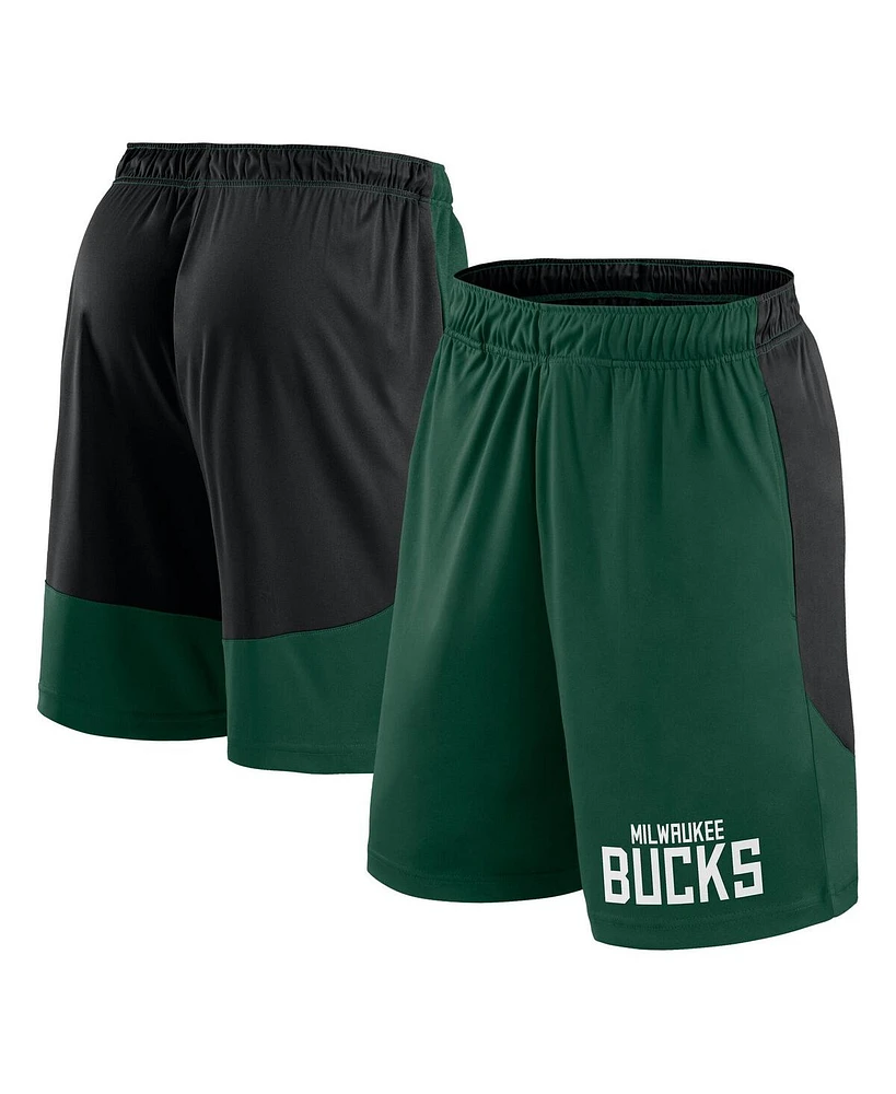 Logo Athletic Men's Hunter Green/Black Milwaukee Bucks Launch Performance Shorts