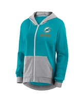 Logo Athletic Women's Aqua Miami Dolphins Hit It French Terry Full-Zip Hoodie