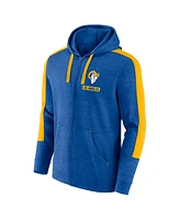 Fanatics Men's Heather Royal Los Angeles Rams Gains Full-Zip Hoodie