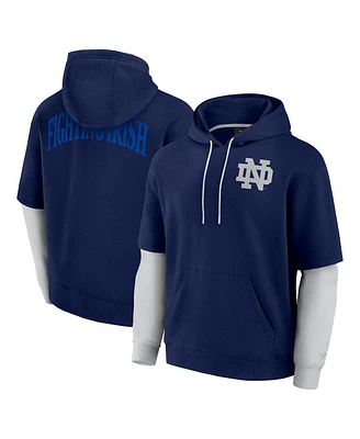 Fanatics Men's Navy Notre Dame Fighting Irish Sleek Pullover Hoodie