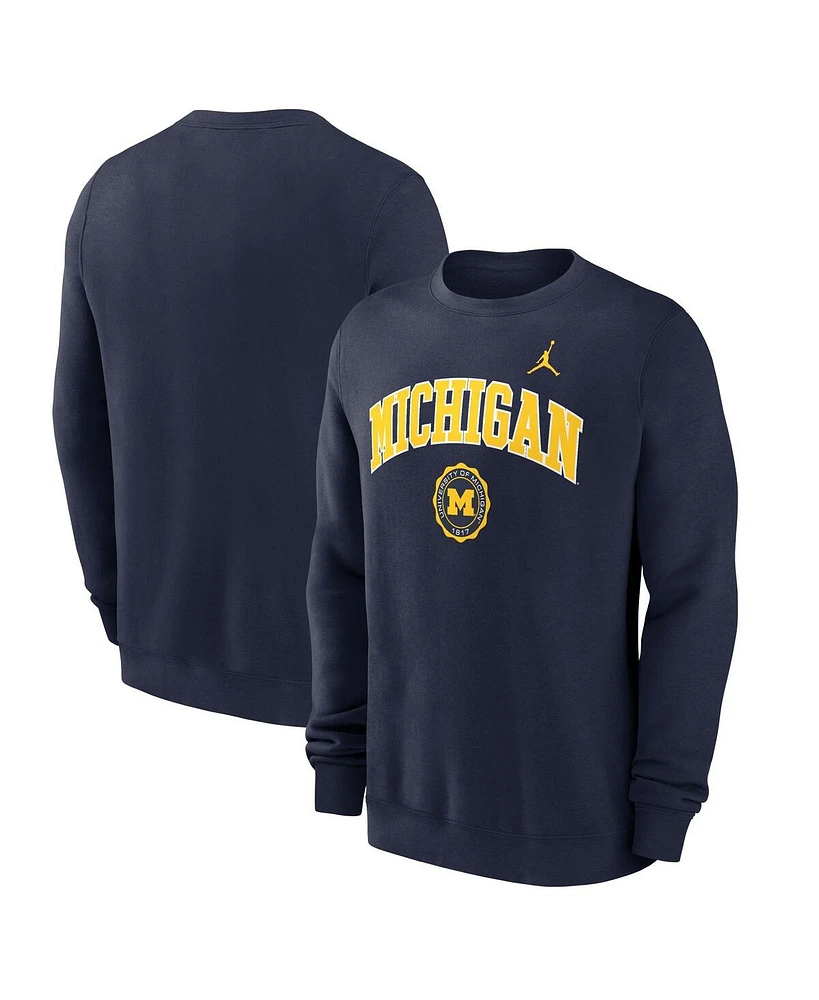 Jordan Men's Navy Michigan Wolverines Arched Seal Pullover Sweatshirt