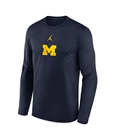 Jordan Men's Navy Michigan Wolverines On-Court Basketball Shootaround Performance Long Sleeve T-Shirt