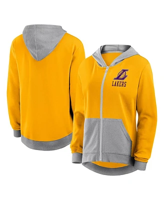 Logo Athletic Women's Gold Los Angeles Lakers Hit It French Terry Full-Zip Hoodie