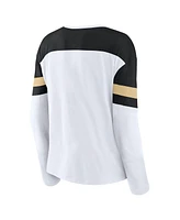 Fanatics Women's White/Black Vegas Golden Knights Frozen Long Sleeve Notch Neck T-Shirt