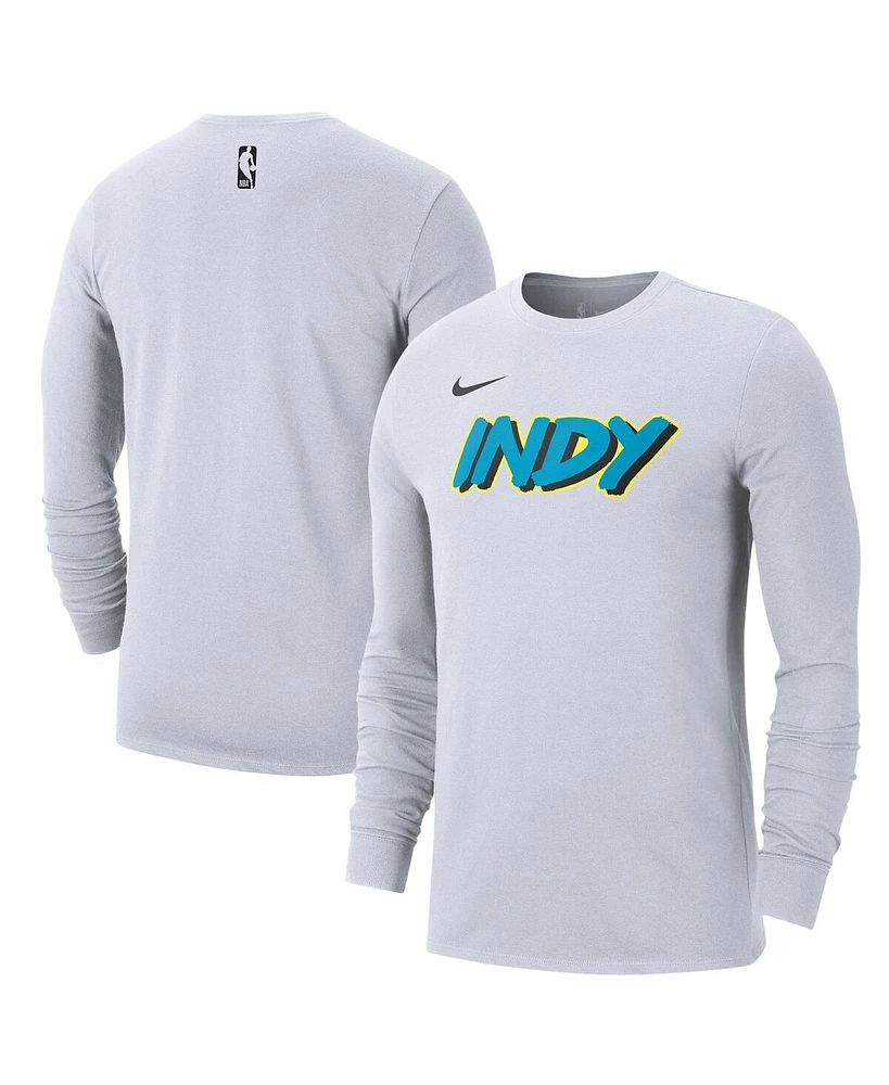 Nike Men's White Indiana Pacers 2024/25 City Edition Essential Logo Long Sleeve T-Shirt