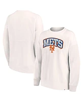 Fanatics Women's Cream New York Mets Leopard Pullover Sweatshirt