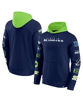 Fanatics Men's College Navy/Neon Green Seattle Seahawks Patched Out Pullover Hoodie