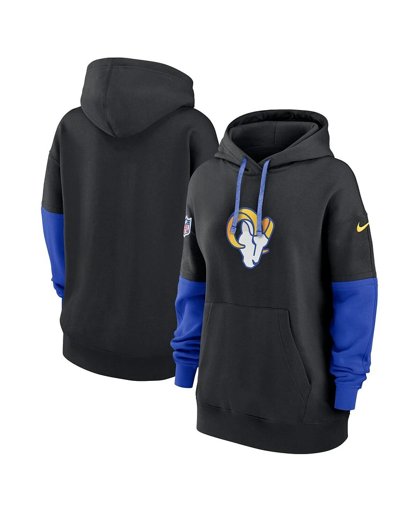 Nike Women's Black/Royal Los Angeles Rams 2024 Sideline Essential Fleece Pullover Hoodie