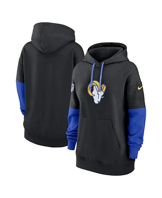 Nike Women's Black/Royal Los Angeles Rams 2024 Sideline Essential Fleece Pullover Hoodie