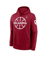 Jordan Men's Crimson Oklahoma Sooners Basketball Icon Club Fleece Pullover Hoodie