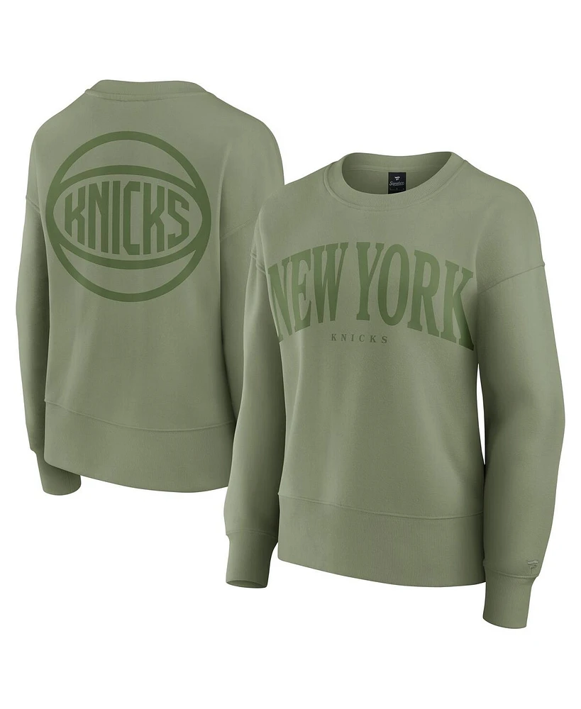 Fanatics Women's Olive New York Knicks Elements Flow Pullover Sweatshirt