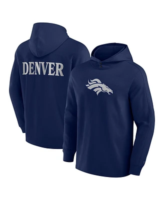 Fanatics Men's Navy Denver Broncos Elements Blaze Tri-Blend Long Sleeve Hoodie T-Shirt