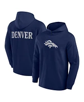 Fanatics Men's Navy Denver Broncos Elements Blaze Tri-Blend Long Sleeve Hoodie T-Shirt